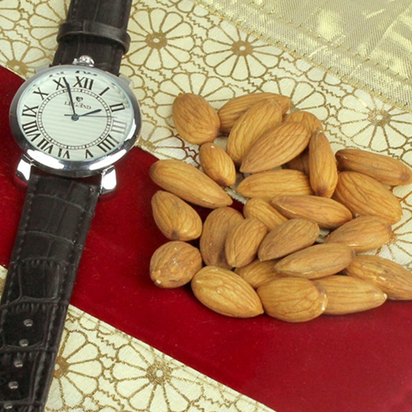 Wrist Watch n Almonds Hamper